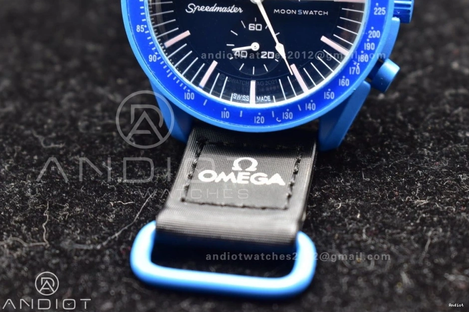 Swatch Neptune Omega on Quartz Moonwatch to Strap x Mission Nylon Bioceramic 0126